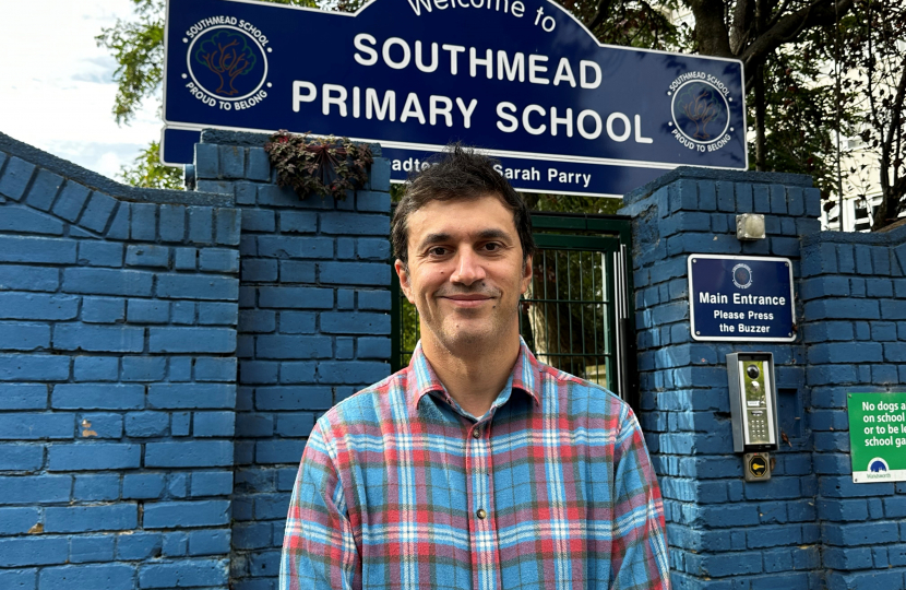 Cllr Daniel Ghossain at the proposed site for the new zebra crossing