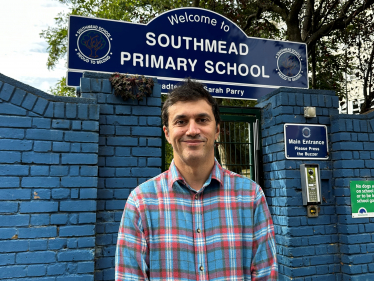 Cllr Daniel Ghossain at the proposed site for the new zebra crossing